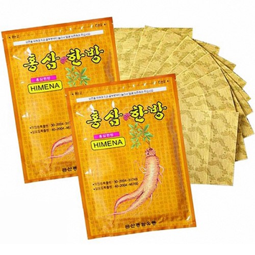 Cao dán hồng sâm Hàn Quốc giảm đau x 10 túi - 200 miếng dán màu vàng